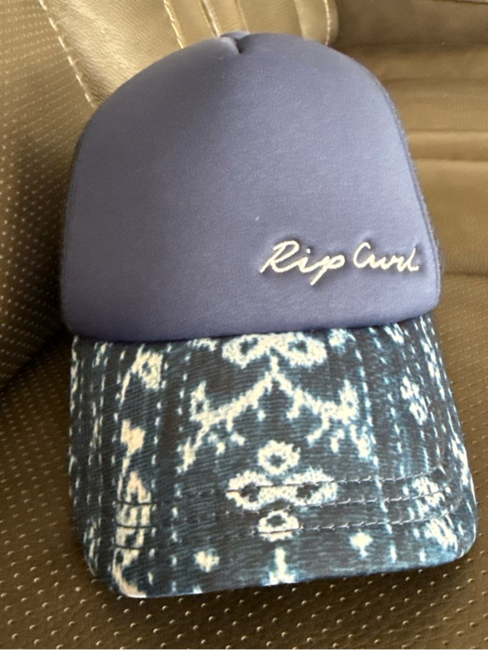 Rip Curl Navy and Light Blue Patterned Trucker Cap